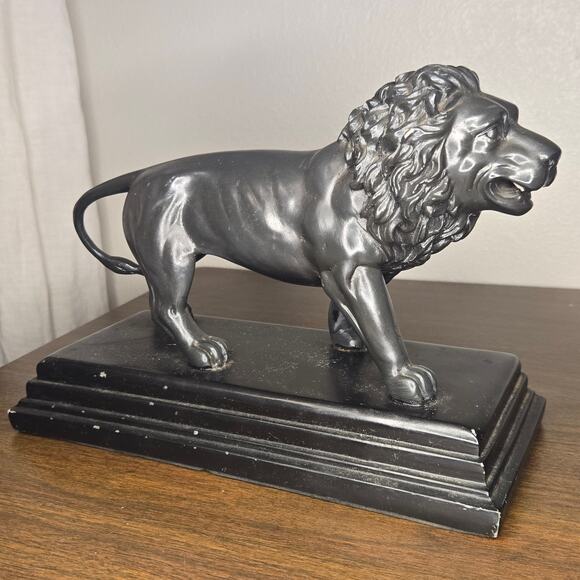 Majestic Standing Lion Statue Figurine - Heavy Faux Bronze Resin Doorstop 10" - Picture 7 of 13